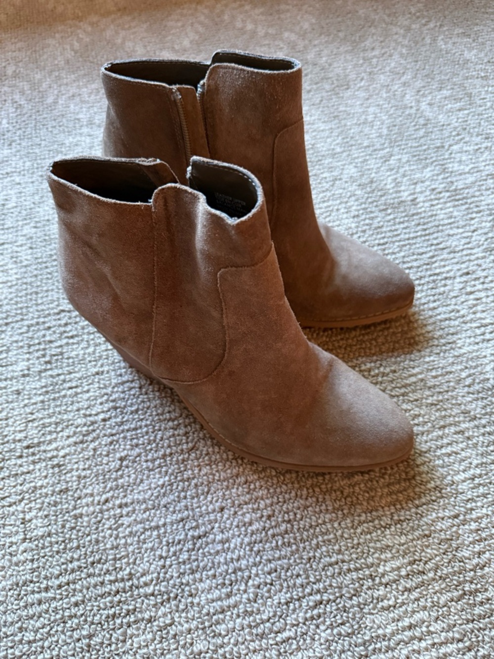 Vince Camuto Brown Suede Ankle Booties with Side Zip